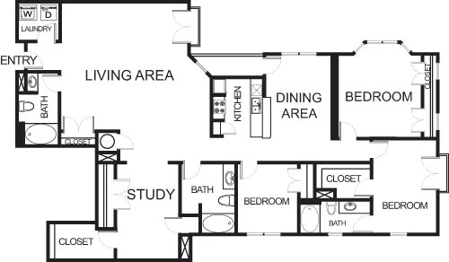 Three Bedroom- 3536 Floorplan Image